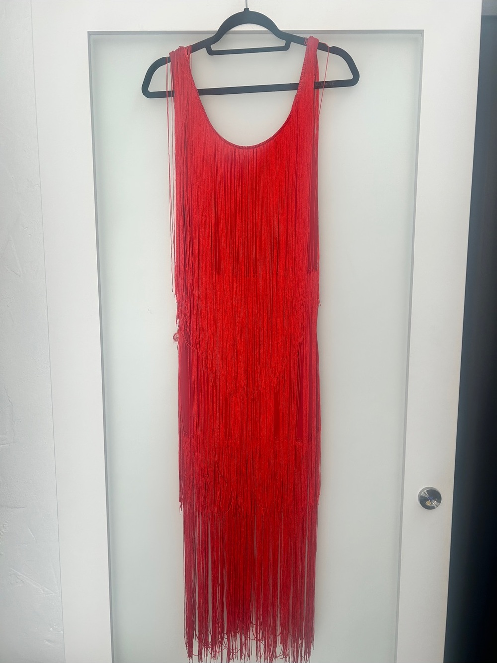 Order plus red fringe dress M